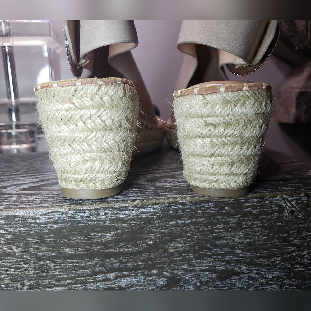 Catherine Malandrino Slingback Rhinestone Buckle Espadrille Platform Wedges - Picture 5 of 8
